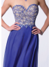 Jewel Neckline Beaded Royal Blue Chiffon Luxury Prom Dress